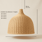 Alba wicker lampshade dimensions, from 25cm to 60cm diameter
