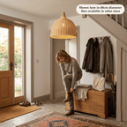 The Alba wicker lampshade in a cosy entrance of a house