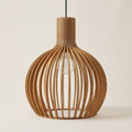 Aspen handcrafted wooden pendant lampshade on a neutral background