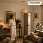 Halia bamboo lampshade in a cosy British living room
