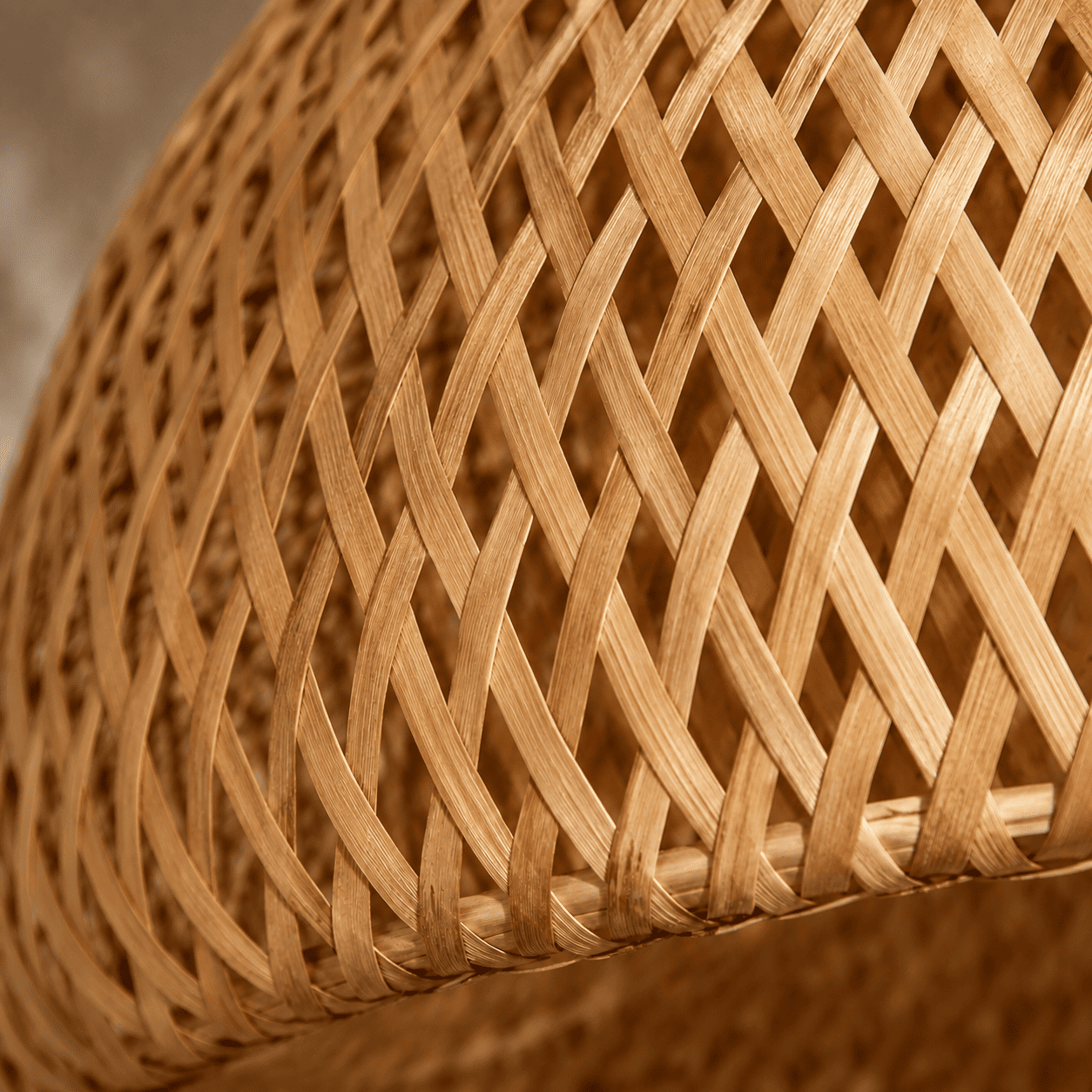 Close-up of the handwoven bamboo texture of the Halia lampshade