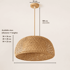 Halia bamboo lamp shade dimensions: 30cm or 40cm or 50cm diameter, 18cm or 20 cm 0r 22 cm height, 100cm adjustable cord