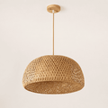 Halia handwoven bamboo pendant lampshade in natural wood finish