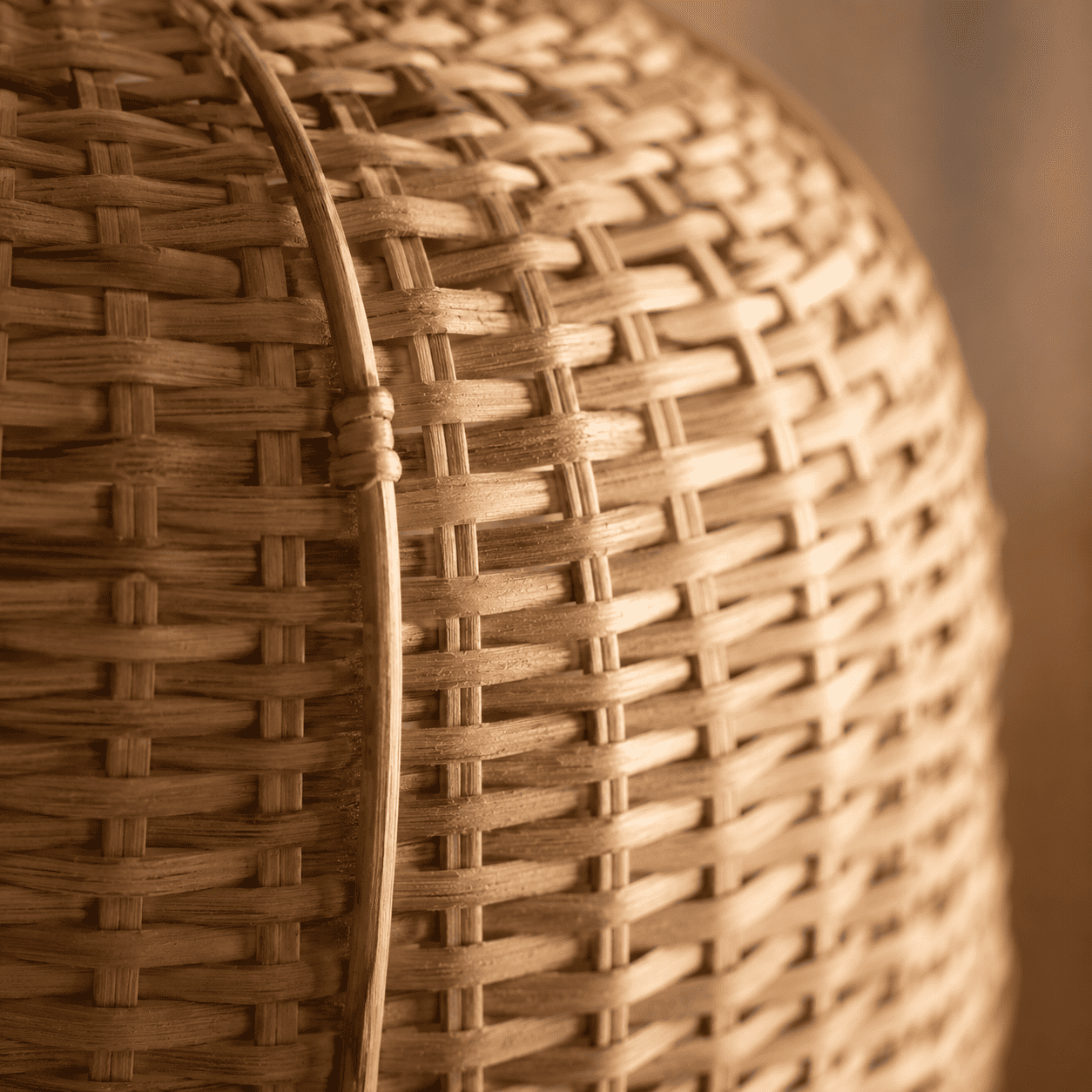 Close-up of the handwoven natural fibres of a Maison Halo lampshade