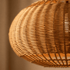 Close up of the handwoven wicker on the Isla lampshade