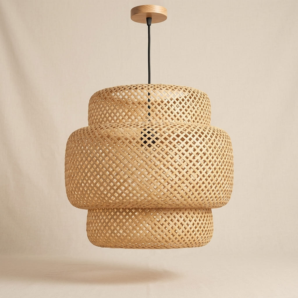 Noa handwoven rattan ceiling light in natural finish