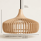 Rowan wooden lampshade dimensions, 43cm and 55cm diameter