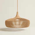 Rowan handcrafted wooden pendant lampshade on a neutral background