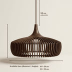 Rowan wooden lampshade dimensions, 43cm and 55cm diameter