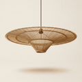 Sol large handwoven wicker pendant lampshade on a neutral background