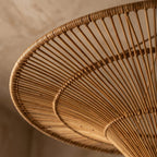 Close up of the fine woven wicker on the Sol lampshade