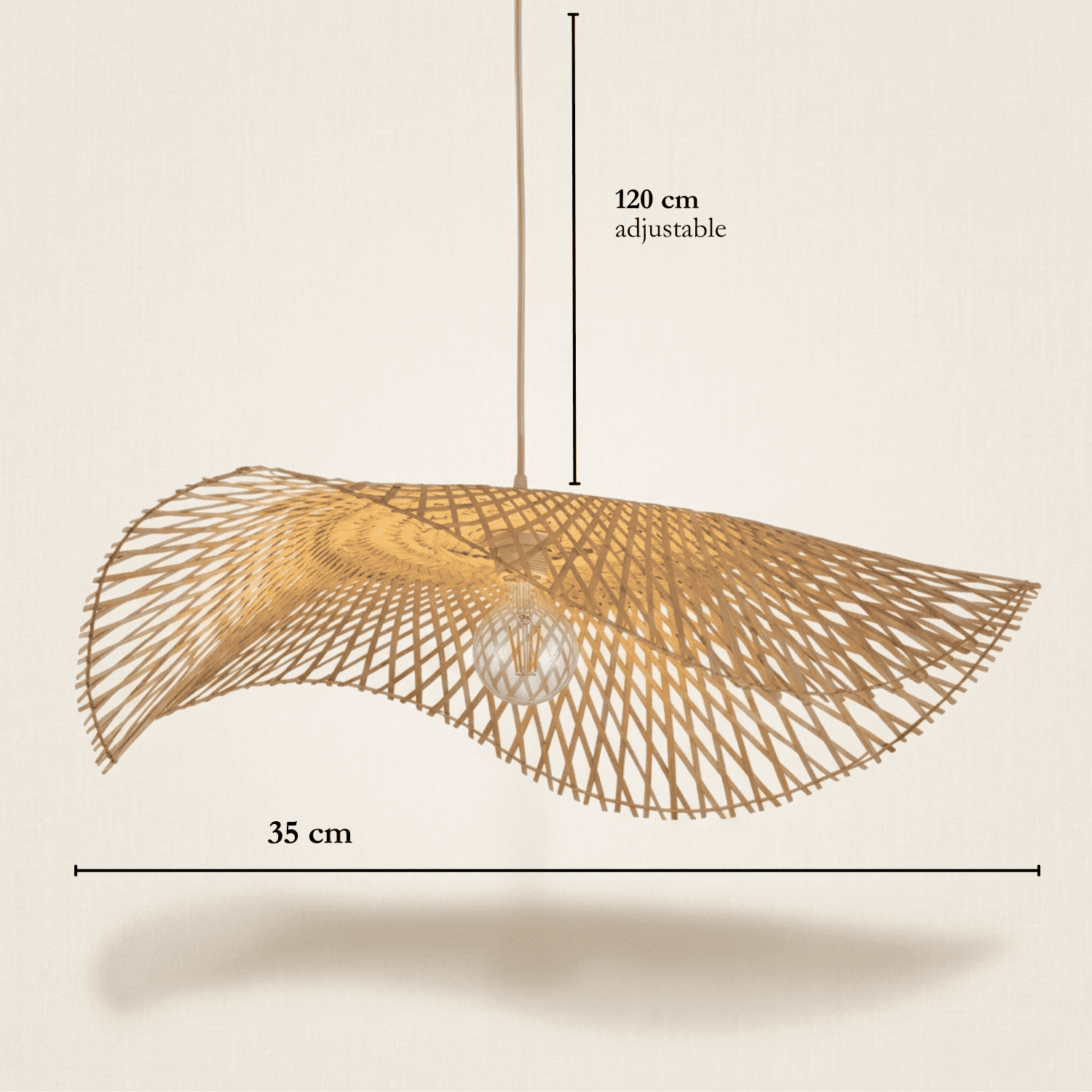 Talia bamboo lampshade dimensions, 35cm diameter