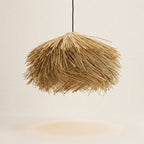 Vega handmade straw pendant lampshade on a neutral background